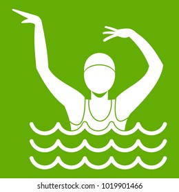 Swimmer in a swimming pool icon white isolated on green background. Vector illustration