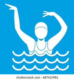 Swimmer in a swimming pool icon white isolated on blue background vector illustration