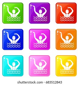 Swimmer in a swimming pool set 9