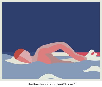 Nadador. Natación en la piscina .Vector ilustración