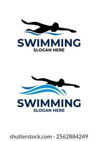 swimmer swimming vector logo illustration template