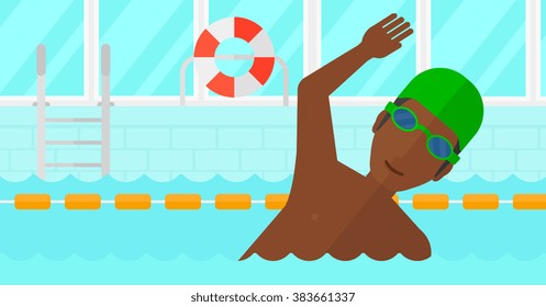 Swimmer training in pool.