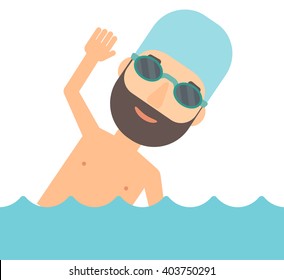 Swimmer training in pool.