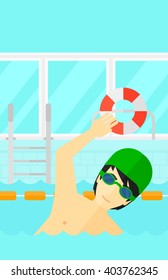 Swimmer training in pool.