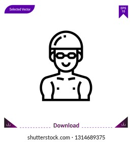 swimmer vector icon. Best modern, simple, isolated,sport-avatar, flat icon for website design or mobile applications, UI / UX design vector format