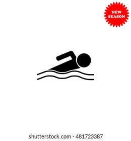 Swimmer vector icon isolated on white background.