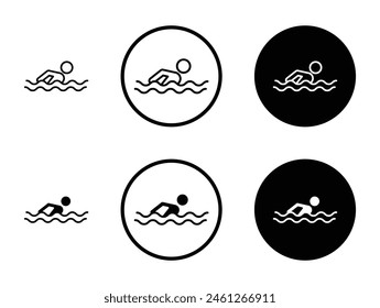 Swimmer vector icon set. Swimming sport icon for fitness applications.