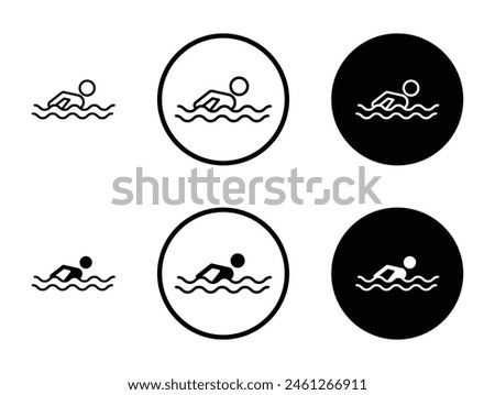 Swimmer vector icon set. Swimming sport icon for fitness applications.