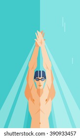 swimmer. vector illustration with swimming man. swimming style Backstroke 