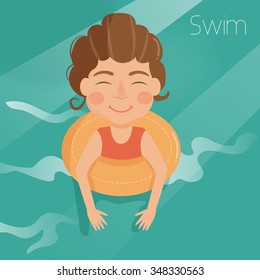 Swimmer. Vector isolated illustration. Cartoon character