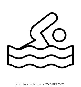 Swimmer Vector Line Icon Design