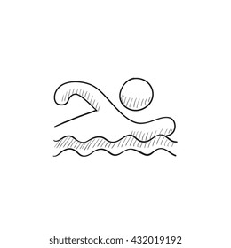 Swimmer vector sketch icon isolated on background. Hand drawn Swimmer icon. Swimmer sketch icon for infographic, website or app.