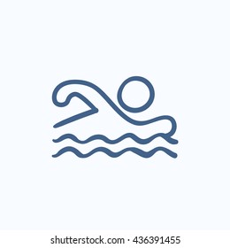 Swimmer vector sketch icon isolated on background. Hand drawn Swimmer icon. Swimmer sketch icon for infographic, website or app.