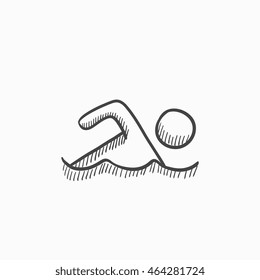 Swimmer vector sketch icon isolated on background. Hand drawn Swimmer icon. Swimmer sketch icon for infographic, website or app.