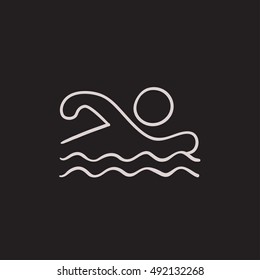 Swimmer vector sketch icon isolated on background. Hand drawn Swimmer icon. Swimmer sketch icon for infographic, website or app.