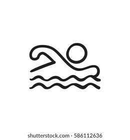 Swimmer vector sketch icon isolated on background. Hand drawn Swimmer icon. Swimmer sketch icon for infographic, website or app.