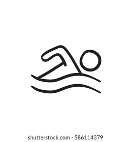 Swimmer vector sketch icon isolated on background. Hand drawn Swimmer icon. Swimmer sketch icon for infographic, website or app.