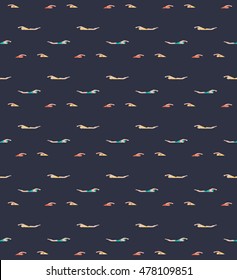 Swimmer vintage pattern, vector illustration background