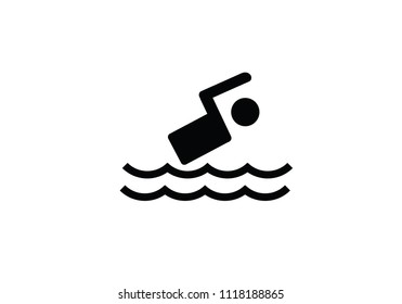 Swimmer Water Pictogram Black Vector Swimming Stock Vector (Royalty ...