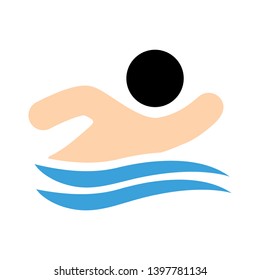 Swimmer in water vector icon. filled flat sign for mobile concept and web design. Swimming man in swimming pool glyph icon. Symbol, logo illustration. Pixel perfect vector graphics