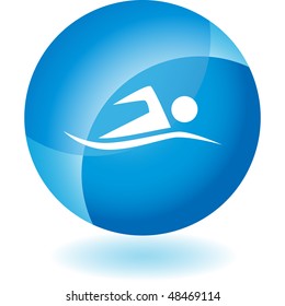 Swimmer web button isolated on a background
