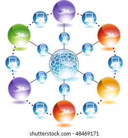 Swimmer web button isolated on a background