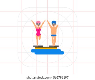 Swimmers with amputated limbs flat icon
