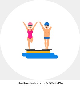 Swimmers with amputated limbs flat icon