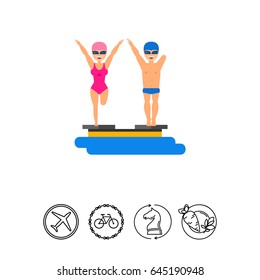 Swimmers with amputated limbs flat icon