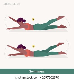 Swimmers exercise, Woman workout fitness, aerobic and exercises.