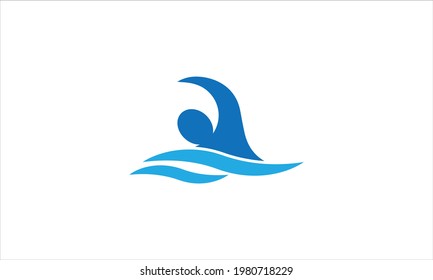Nadadores Diseño plano o concepto de piscinas icono logotipo de piscinas ilustración de modelo vectorial