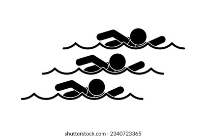swimmers icon, swimming competition illustration