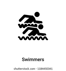 Swimmers icon vector isolated on white background, logo concept of Swimmers sign on transparent background, filled black symbol