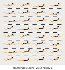 SWIMMERS PATTERN BACKGROUND DESIGN. Modern stylish texture. Repeating and editable vector illustration file. Can be used for prints, textiles, website blogs etc.