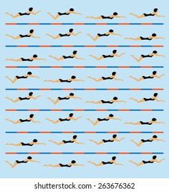SWIMMERS PATTERN / BACKGROUND DESIGN. Modern stylish texture. Repeating and editable vector illustration file. Can be used for prints, textiles, website blogs etc.
