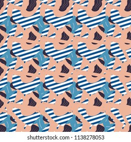 Swimmers in the pool seamless pattern. Summer vector people in swimwear. Healthy lifestyle hawaiian tourists. Top view people in the sea. Beach wet party for boys and girls. Swimmwers in the water. 
