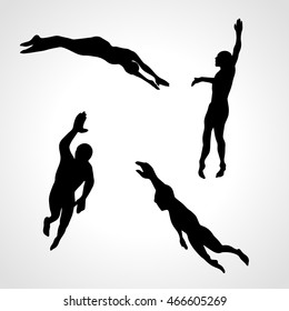 Swimmers vector. Set of Silhouettes. Sport swimming collection