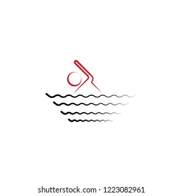 Swimming 2 colored hand drawn icon. Swimming colored element illustration. Outline symbol design from fitness set