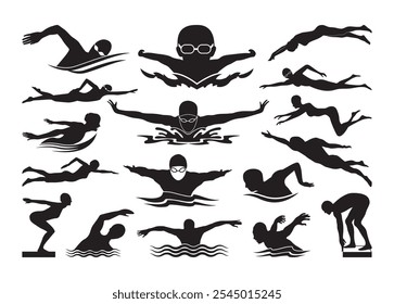 Swimming #2 Vector For Print, Swimming Clipart, Swimming Vector Illustration