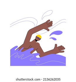 Swimming Abstract Concept Vector Illustration. Water Sport, Swimming Pool, Summer Holiday, Active Lifestyle, Family Fun, Fitness Training, Freestyle Exercise, Competition Abstract Metaphor.