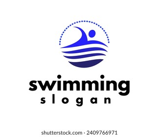 swimming abstract logo design template
