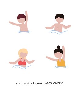Swimming activity people pose vector
