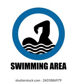 Swimming allowed sign. Information, safe area, icon, lake, swimming pool, sea. Vector