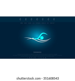 Swimming Aqua Black Freehand Sketch Graphic Design Vector Illustration EPS10 