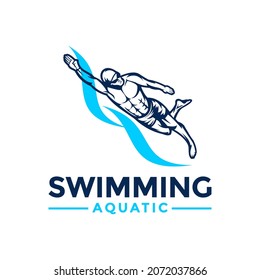 Swimming Aquatic Logo Vector Concept