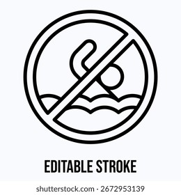 Zona De Natación Y Sin Signos De Natación Icono De Vector, Icono De Estilo Lineal De Vector Aislado,