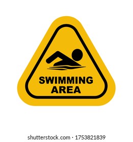 swimming area sign on a white background   