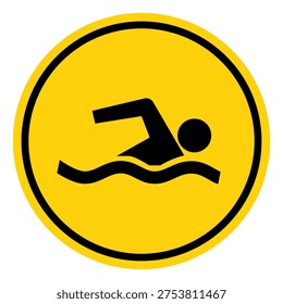 Swimming Area Symbol Sign, Vector Illustration, Isolate On White Background Label.EPS10