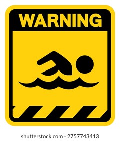Swimming Area Warning Sign, Vector Illustration, Isolate On White Background Label.EPS10