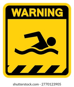 Swimming Area Warning Sign, Vector Illustration, Isolate On White Background Label.EPS10